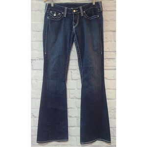 True Religion Disco Joey Big T Denim Jeans Women's 29 Dark Wash Flare Jeweled